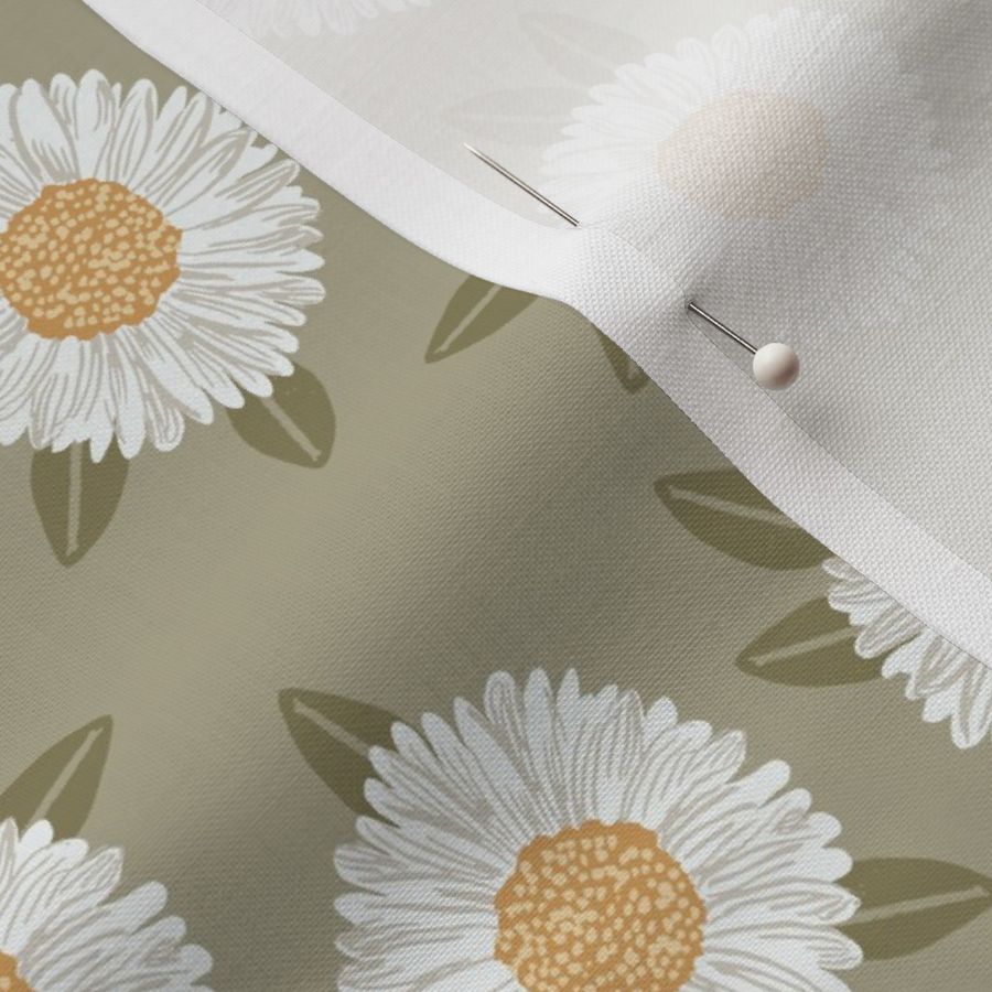 daisy fabric - sfx0513 eucalyptus - nursery fabric, floral fabric, earth toned fabric, trendy floral fabric, baby bedding fabric 