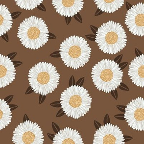 daisy fabric - sfx1033 toffee - nursery fabric, floral fabric, earth toned fabric, trendy floral fabric, baby bedding fabric 