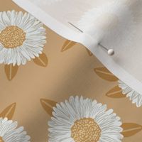 daisy fabric - sfx1225 wheat - nursery fabric, floral fabric, earth toned fabric, trendy floral fabric, baby bedding fabric 