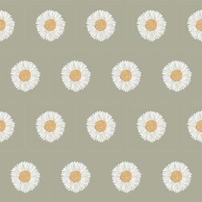 daisy fabric - sfx0110 sage - nursery fabric, floral fabric, earth toned fabric, trendy floral fabric, baby bedding fabric 