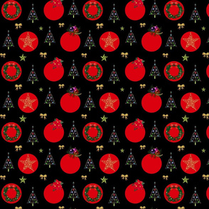 Christmas Decorations - red spots on black