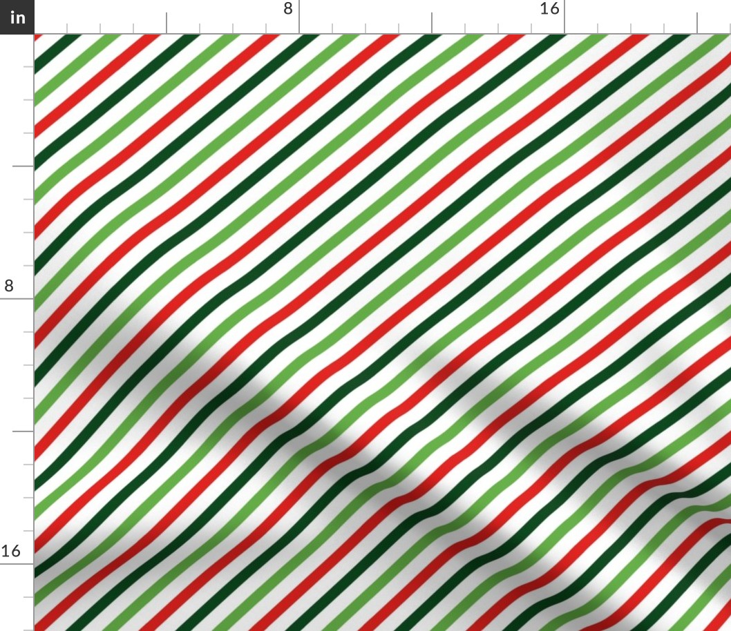 FS Christmas Red, Green and White Diagonal Stripe
