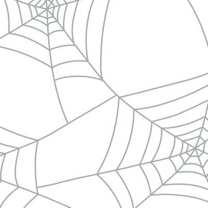 Spiderwebs silver grey on white - jumbo scale