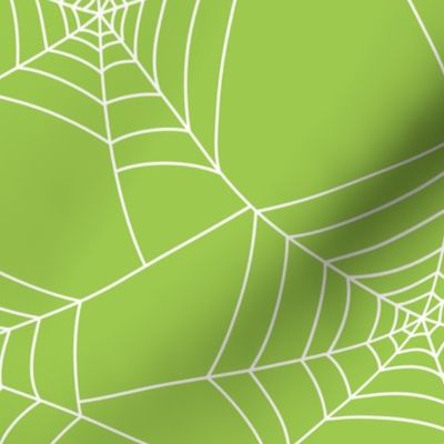 Spiderwebs white on lime green - jumbo scale