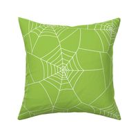 Spiderwebs white on lime green - jumbo scale