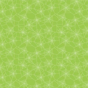 Spiderwebs white on lime green - small scale