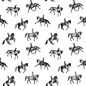 Black Watercolor Dressage Horses