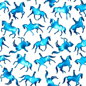 Turquoise Watercolor Dressage Horses – Medium Scale