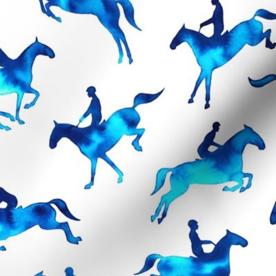 Showjumping Blue Watercolor Horses – Large Scale