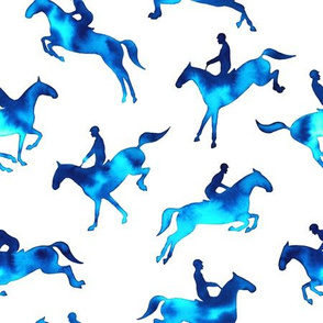 Showjumping Blue Watercolor Horses – Large Scale