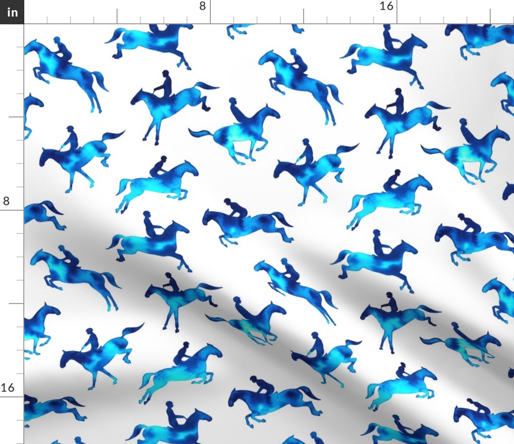 Showjumping Blue Watercolor Horses – Large Scale