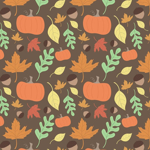 Autumn Pumpkins Leaves and Acorns Pattern