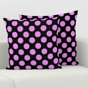 Big Polka Dots - Lavender on Black