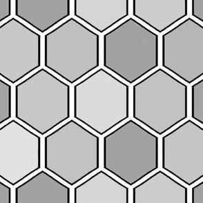 Geometric Hexagon "Save the Honey Bees" -Honeycomb med-grey  