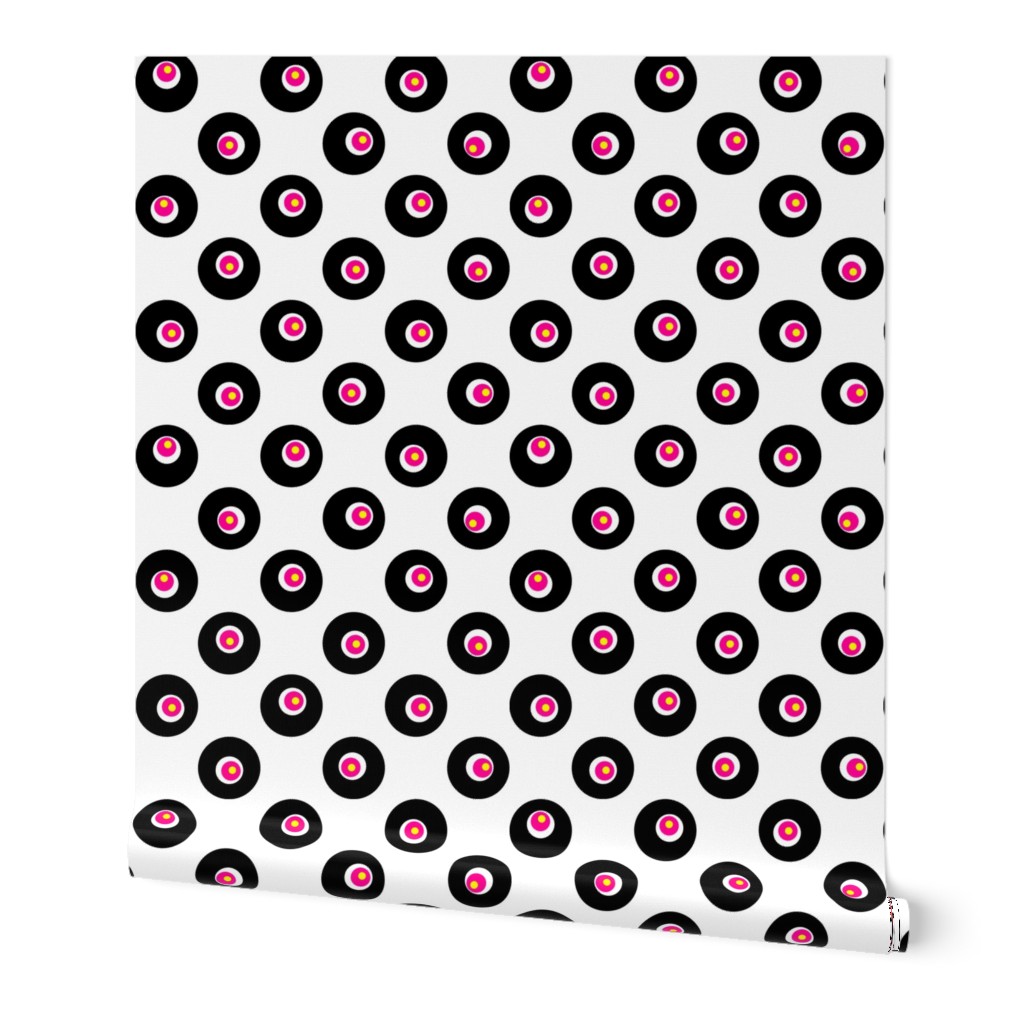 Dots on Spots on Big Polka Dots - Black, White & Pink on White