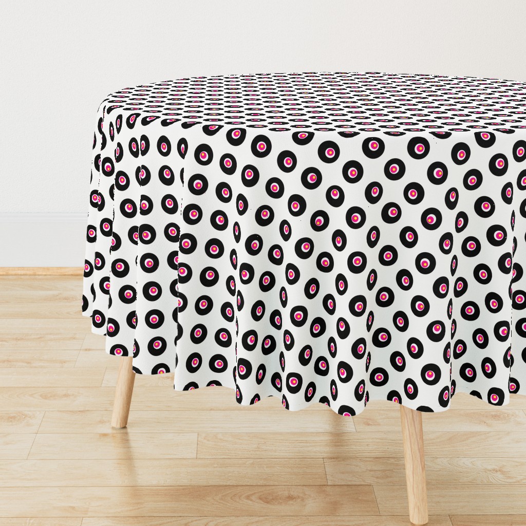 Dots on Spots on Big Polka Dots - Black, White & Pink on White