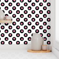 Dots on Spots on Big Polka Dots - Black, White & Pink on White