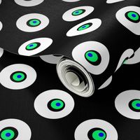 Dots on Spots on Big Polka Dots - White, Black & Green on White