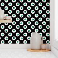 Dots on Spots on Big Polka Dots - White, Black & Green on White