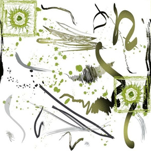 Abstract Ink art in lime green