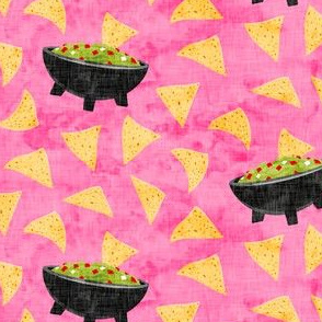 Chips and Guacamole - guac on pink - LAD19