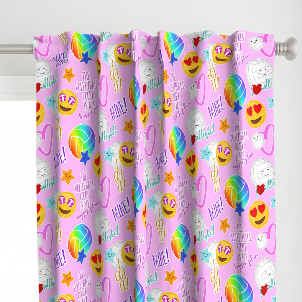 cute kawaii volleyball court is my happy place stickers drop pattern - large