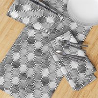 Geometric Hexagon"Save the Honey Bees"Honeycomb med-Gray Distressed 