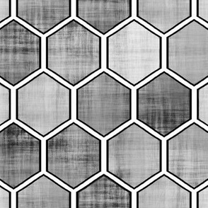 Geometric Hexagon"Save the Honey Bees"Honeycomb med-Gray Distressed 