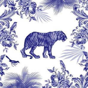 Indian jungle ,tiger pattern,birds,nature,blue decor