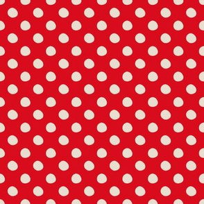 Whimsey Red White Snow Ball Polka Dots 