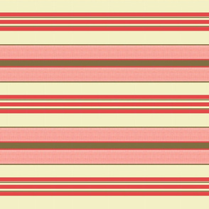 Coral Pink and Nouveau Gold / Horizontal Stripes      