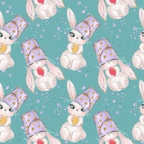 Easter Bunny  Pail on Teal