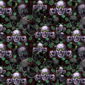 Skulls and green roses