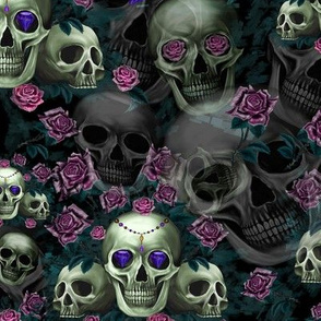 Pink skulls and roses