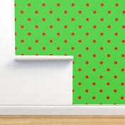 Classic Polka Dots - Red on Green