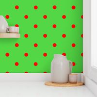 Classic Polka Dots - Red on Green