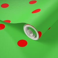 Classic Polka Dots - Red on Green