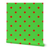 Classic Polka Dots - Red on Green