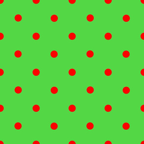 Classic Polka Dots - Red on Green