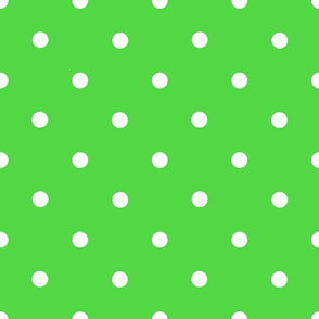 Classic Polka Dots - White on Green