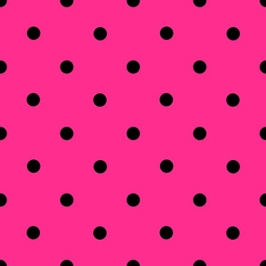 Classic Polka Dots - Black on Hot Pink
