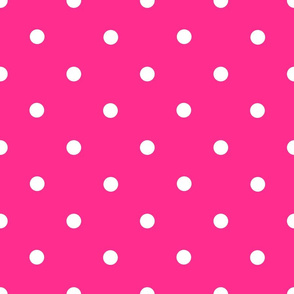 Classic Polka Dots - White on Hot Pink 