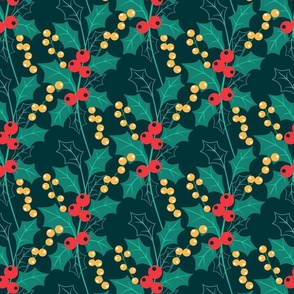 Christmas Holly Berry winter flora emerald green