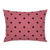 Classic Polka Dots - Black on Mushroom Pink