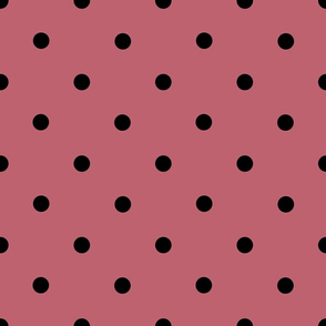 Classic Polka Dots - Black on Mushroom Pink