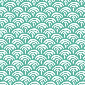 Little rainbow mermaid geometric abstract scallop scale neutral sage green 79b49e