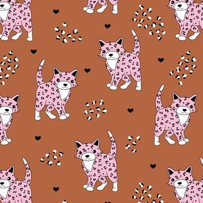 Little baby leopard winter wild cat animal print and hearts sphinx cheetah panther kids girls autumn pink copper