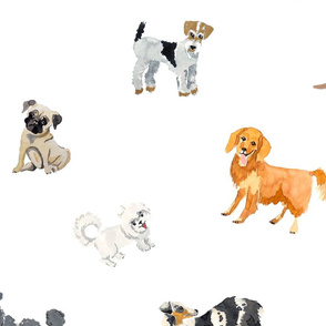 Watercolored Dogs Pattern