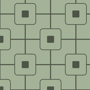 Mid century grid cube/ Modern Geometric - Green  