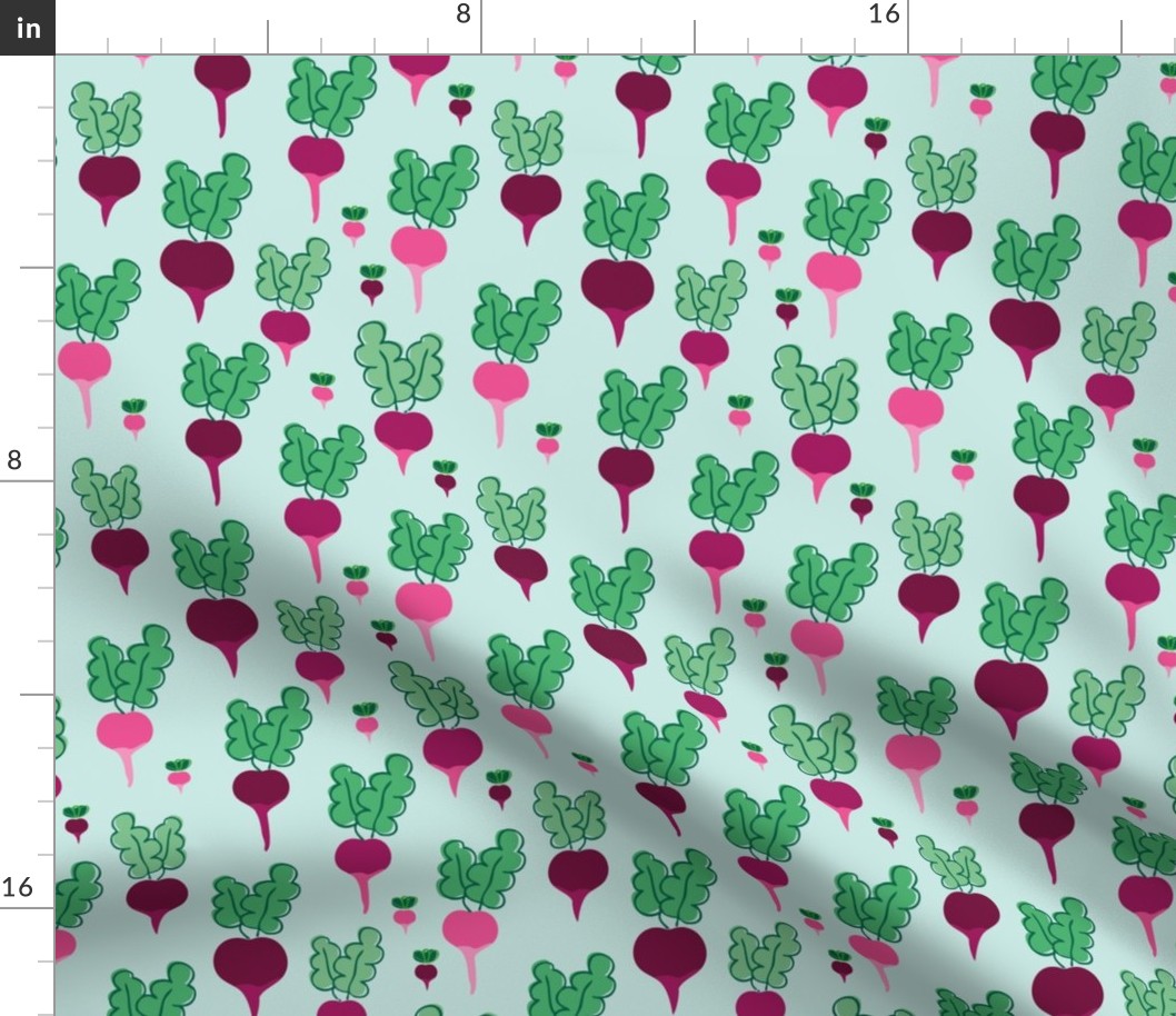 Lovely radish garden harvest botanical veggies print blue green girls